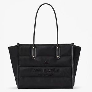 ♠️Kate Spade Ella Nylon Puffy Quilted Extra Large XL Tote, Black NWT